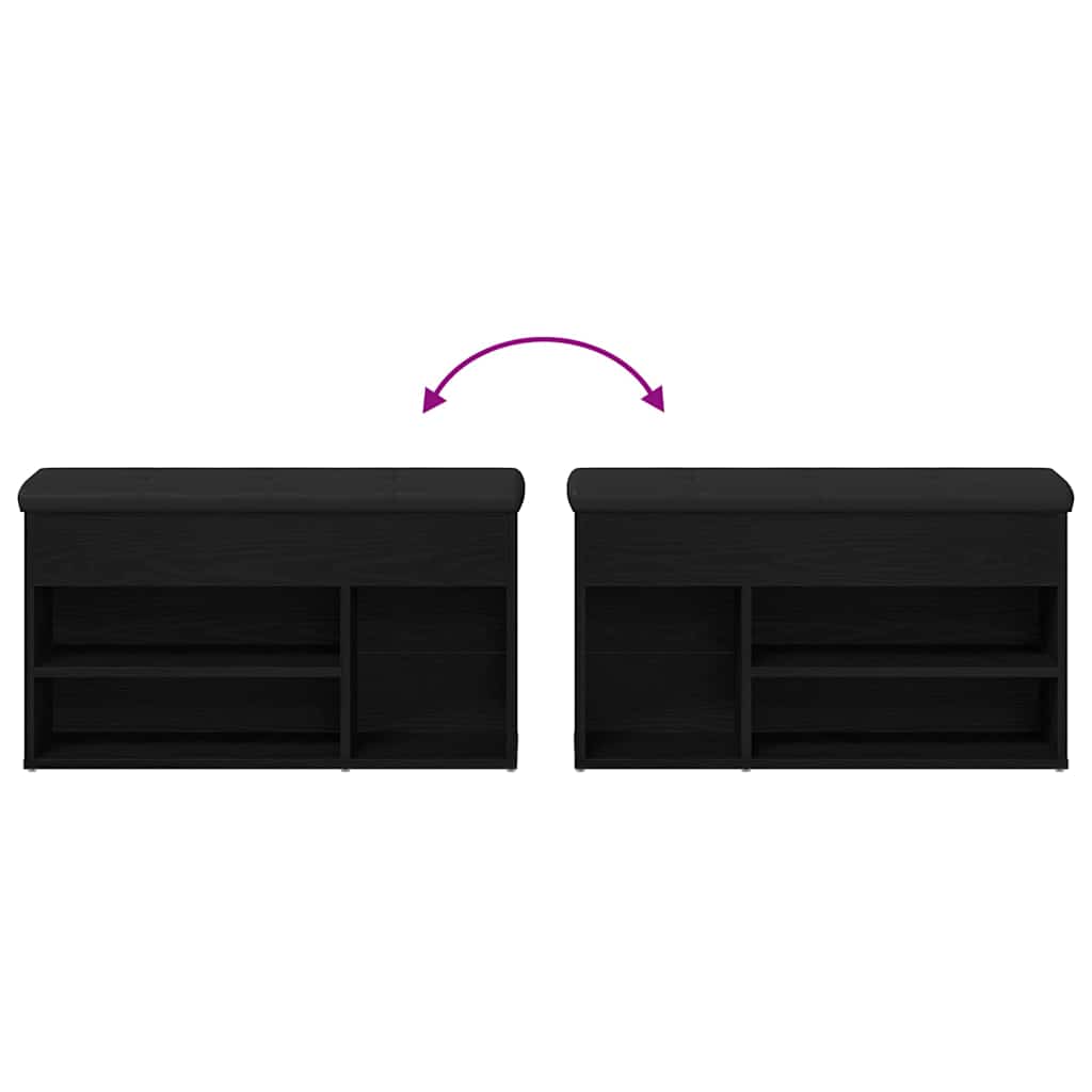 Banc à chaussures Noir 80 x 30 x 45 cm Bois d'ingénierie - XIOS