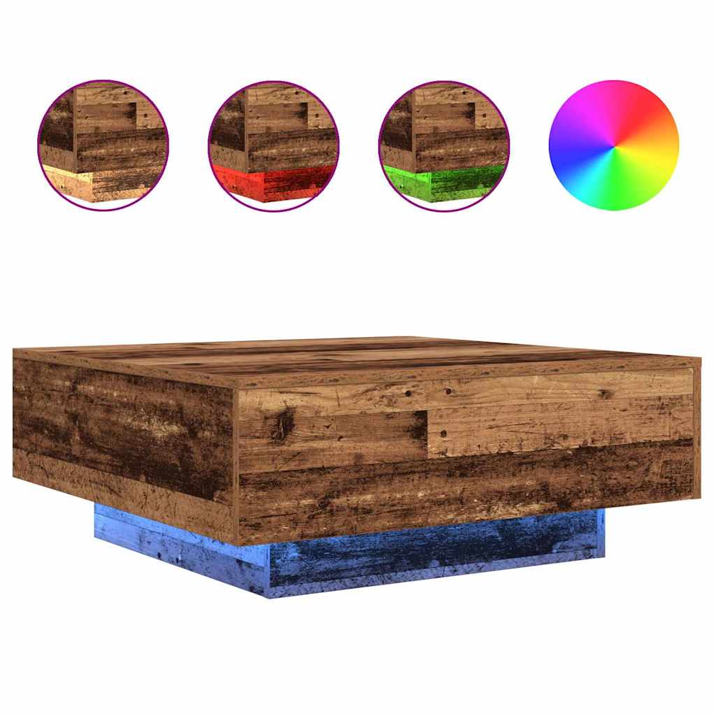 Table basse Ancien Bois et Bleu 80 x 80 x 31 cm - XIOS