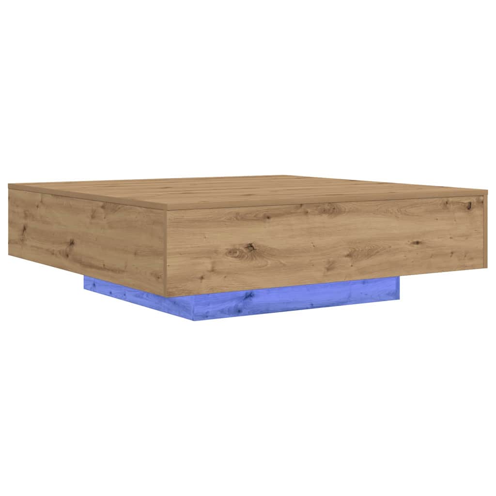 Table basse Chêne artisanal 100 x 100 x 31 cm Bois d'ingénierie - XIOS