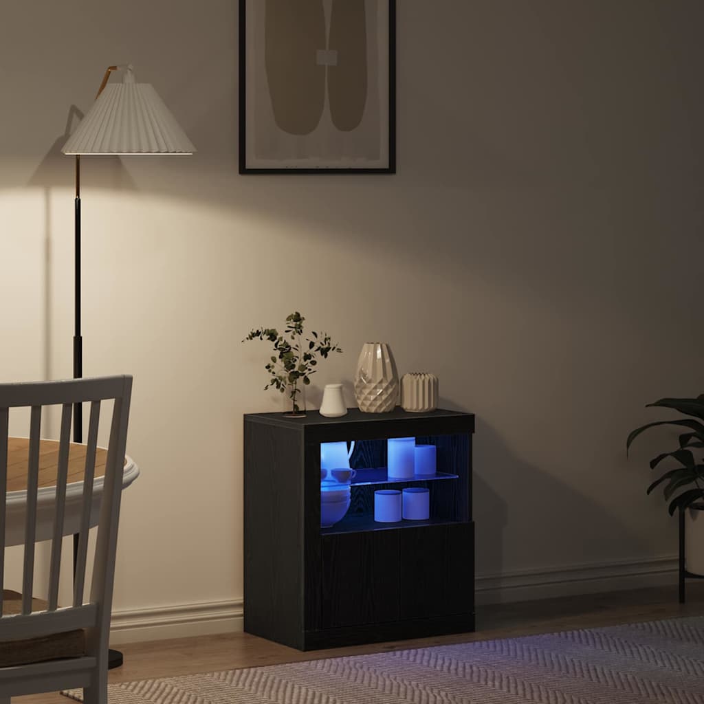 Buffet LED Noir 60,5 x 37 x 67 cm Bois d'ingénierie - XIOS