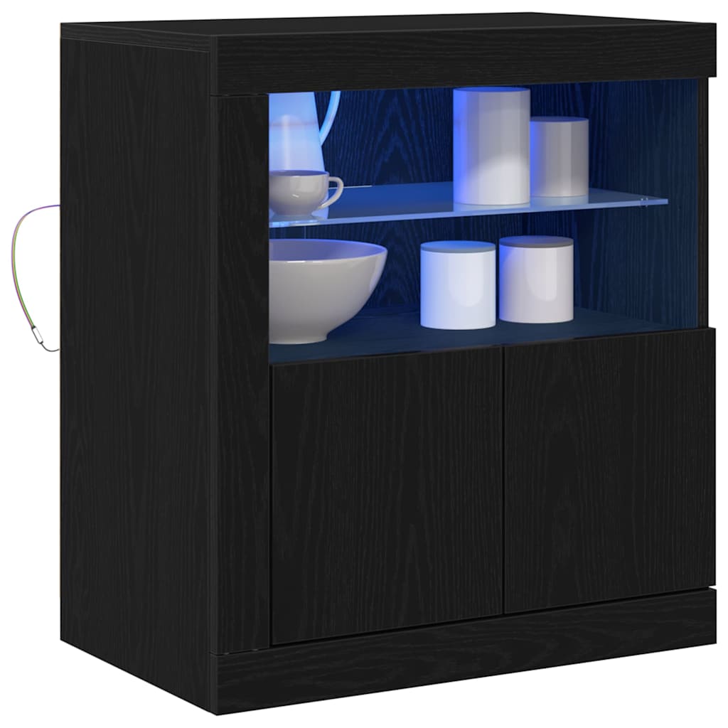 Buffet LED Noir 60,5 x 37 x 67 cm Bois d'ingénierie - XIOS