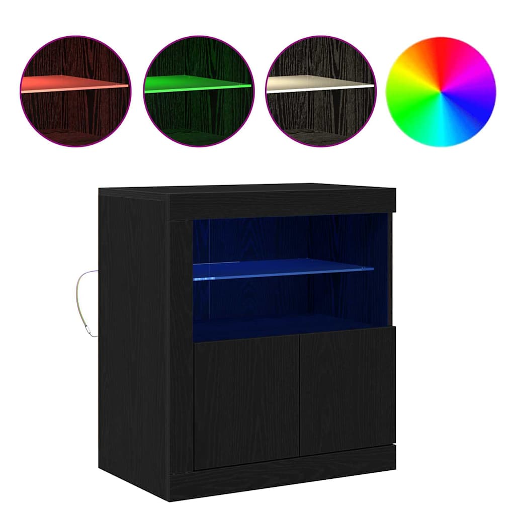Buffet LED Noir 60,5 x 37 x 67 cm Bois d'ingénierie - XIOS