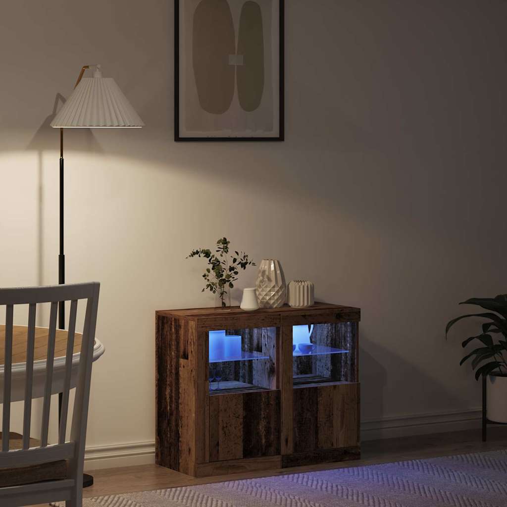 Buffet LED 2 pcs Bois ancien 41 x 37 x 67 cm Bois d'ingénierie - XIOS