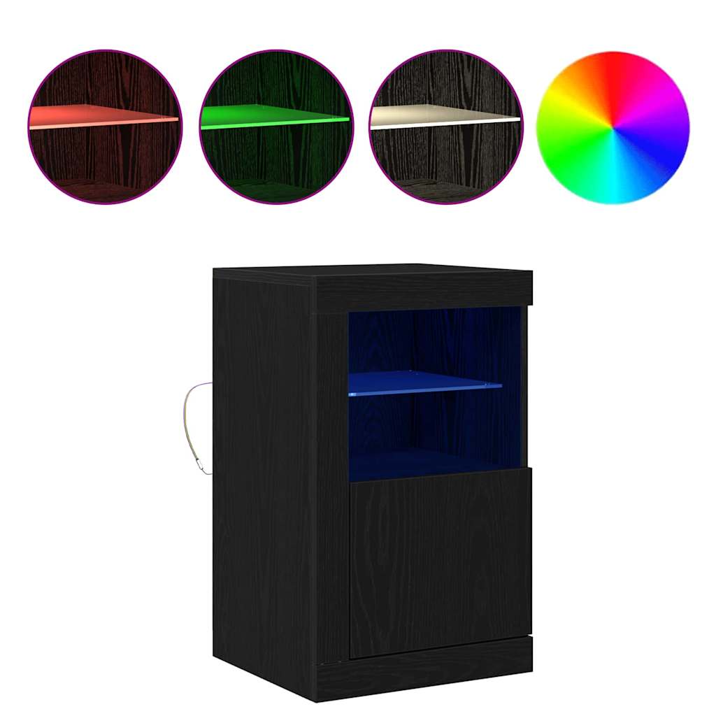 Buffet LED 2 pcs Chêne noir 41 x 37 x 67 cm Bois d'ingénierie - XIOS