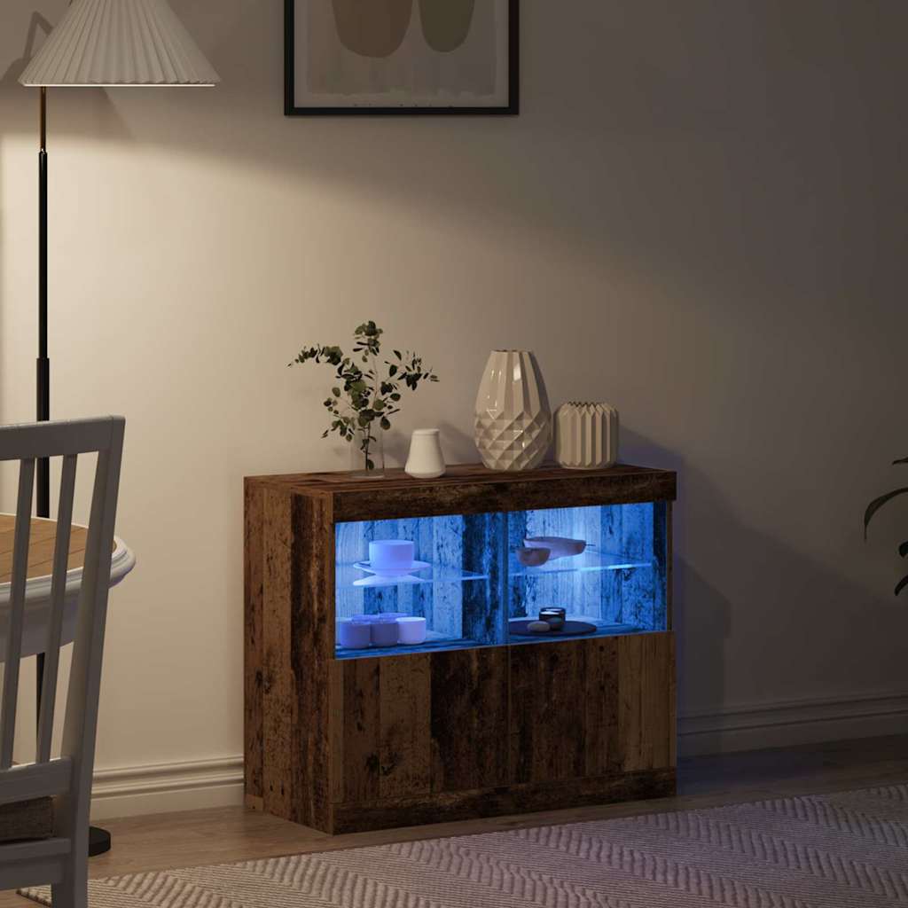 Buffet LED Marron 81 x 37 x 66,5 cm Bois d'ingénierie - XIOS