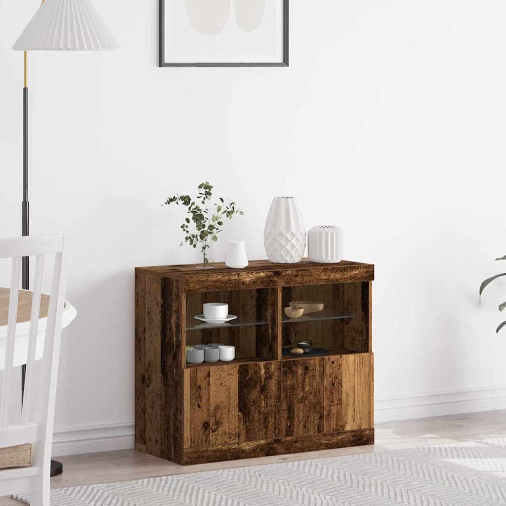 Buffet LED Marron 81 x 37 x 66,5 cm Bois d'ingénierie - XIOS