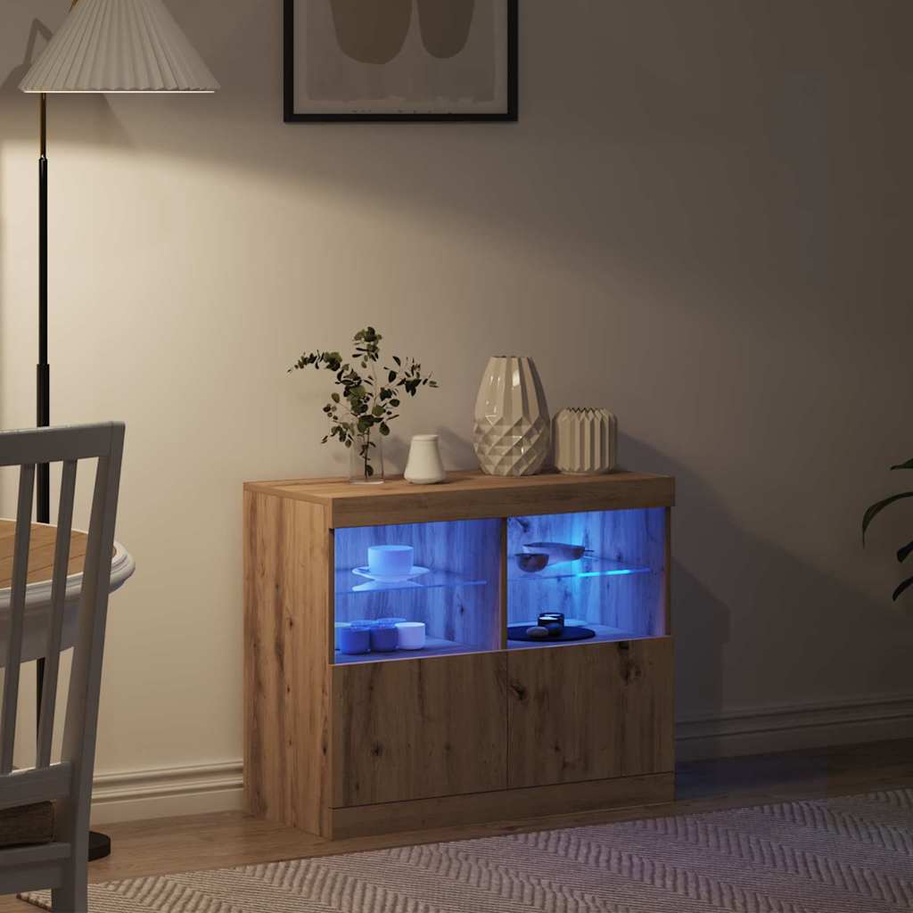 Buffet LED Marron 81 x 37 x 66,5 cm Bois d'ingénierie - XIOS