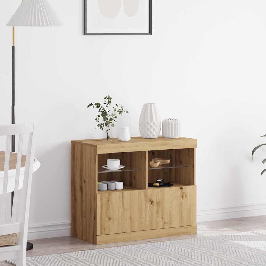 Buffet LED Marron 81 x 37 x 66,5 cm Bois d'ingénierie - XIOS