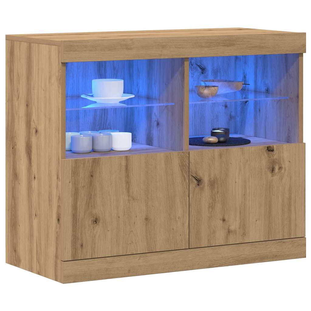 Buffet LED Marron 81 x 37 x 66,5 cm Bois d'ingénierie - XIOS