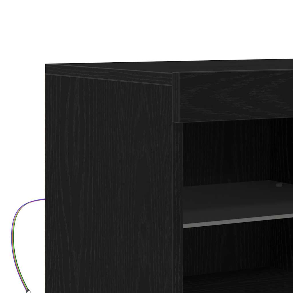 Buffet LED Noir 81 x 37 x 66,5 cm Bois d'ingénierie - XIOS