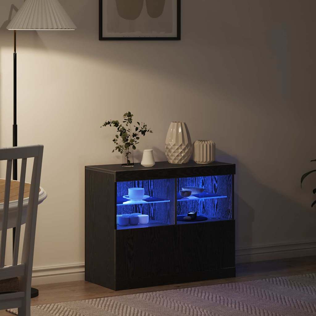 Buffet LED Noir 81 x 37 x 66,5 cm Bois d'ingénierie - XIOS