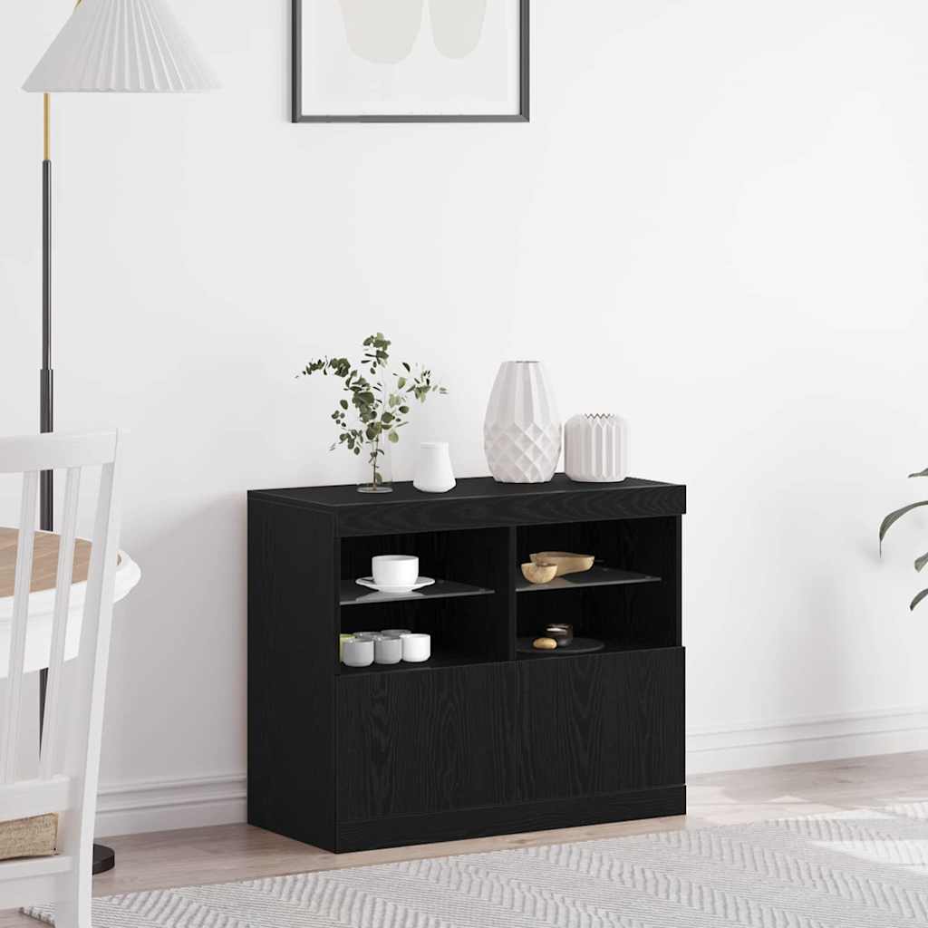 Buffet LED Noir 81 x 37 x 66,5 cm Bois d'ingénierie - XIOS