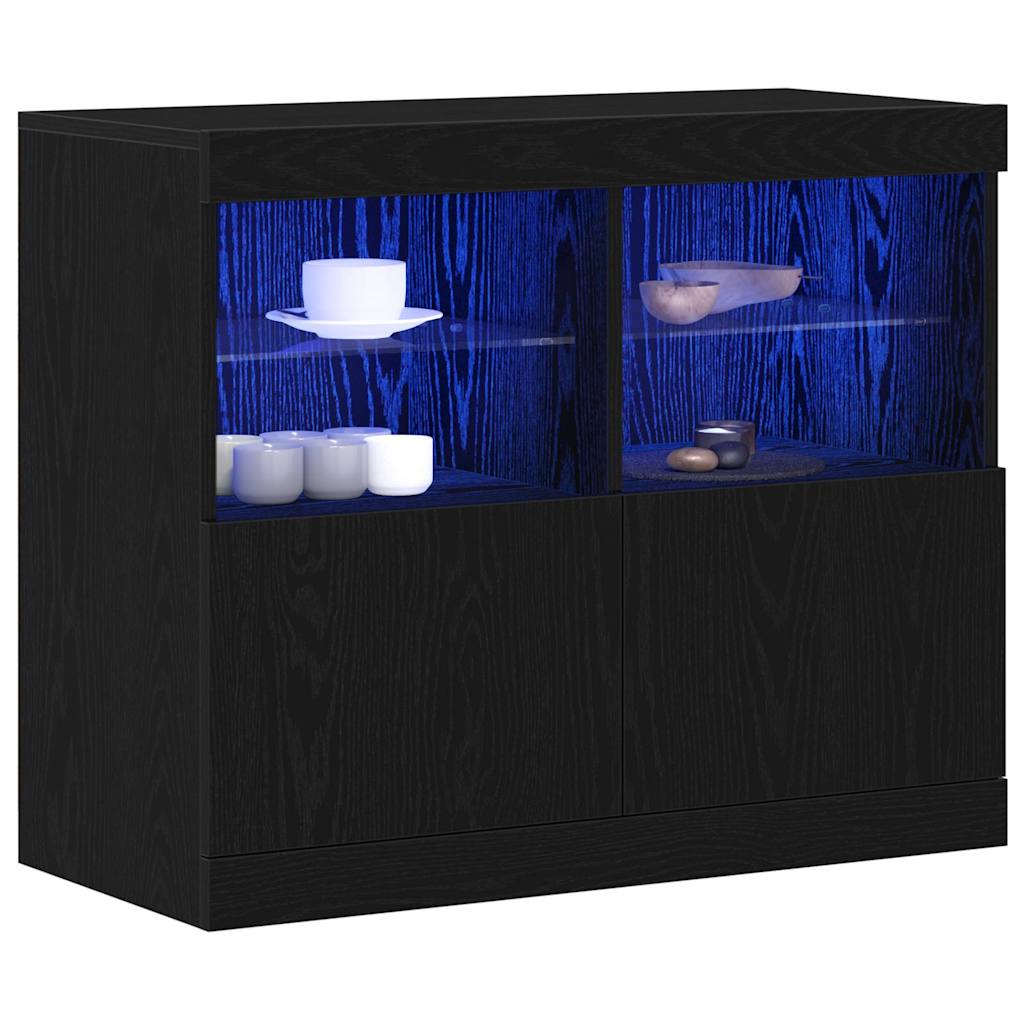 Buffet LED Noir 81 x 37 x 66,5 cm Bois d'ingénierie - XIOS