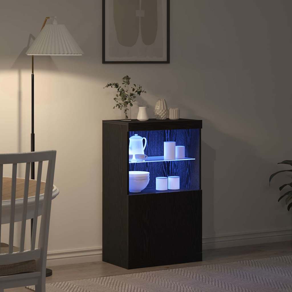 Buffet LED Noir 60 x 37 x 100 cm Bois d'ingénierie - XIOS