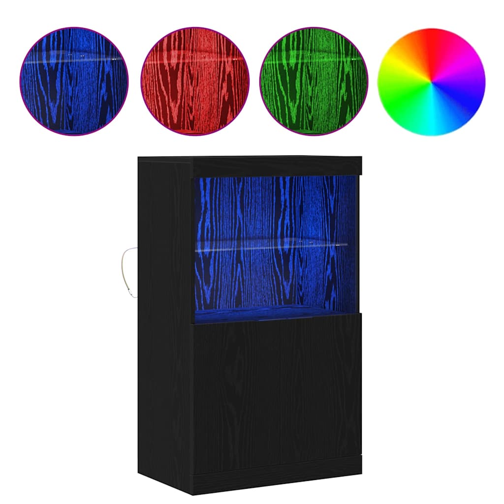 Buffet LED Noir 60 x 37 x 100 cm Bois d'ingénierie - XIOS