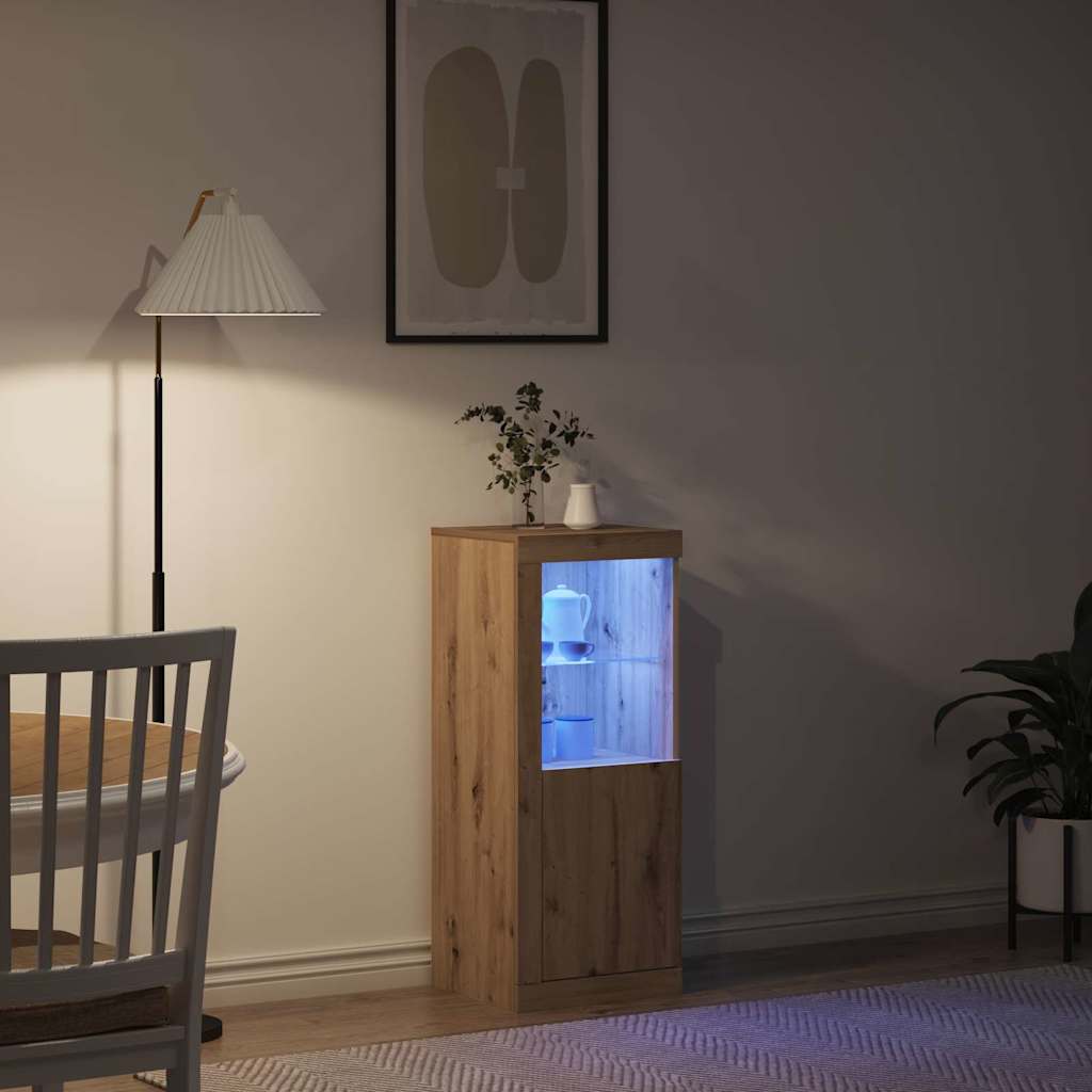 Buffet LED Chêne artisanal 41 x 37 x 100 cm Bois d'ingénierie - XIOS