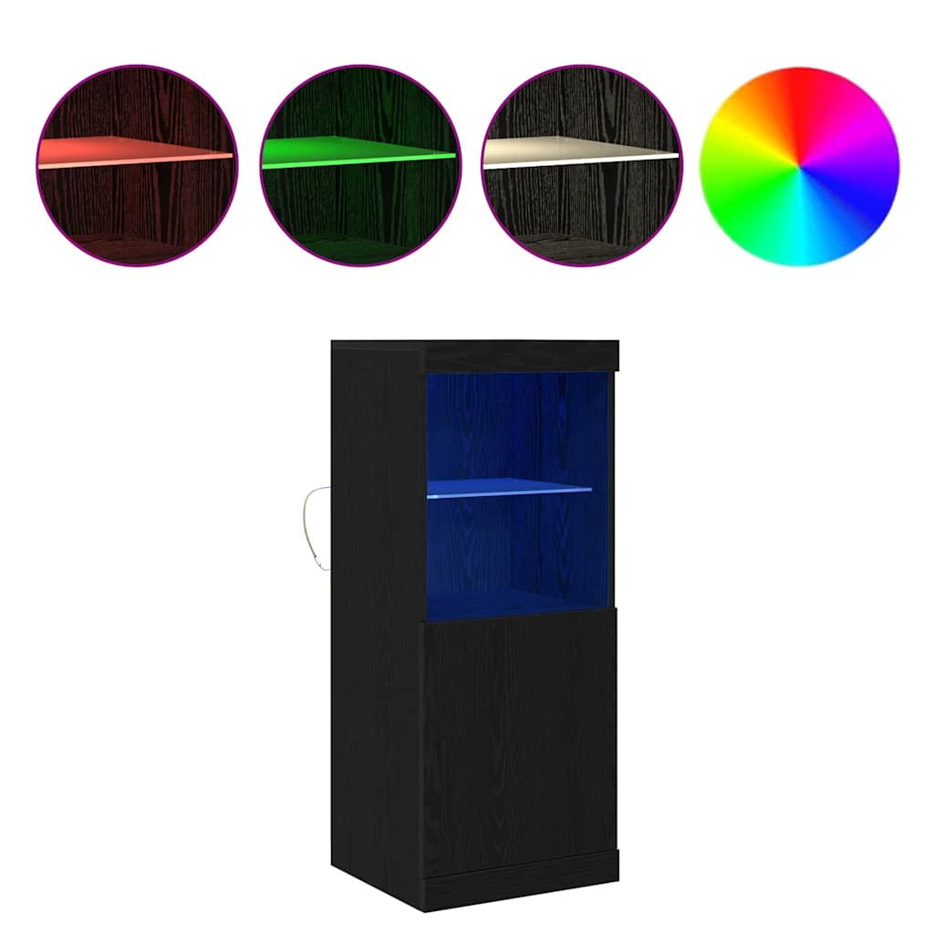 Buffet LED Chêne noir 41 x 37 x 100 cm Bois d'ingénierie - XIOS