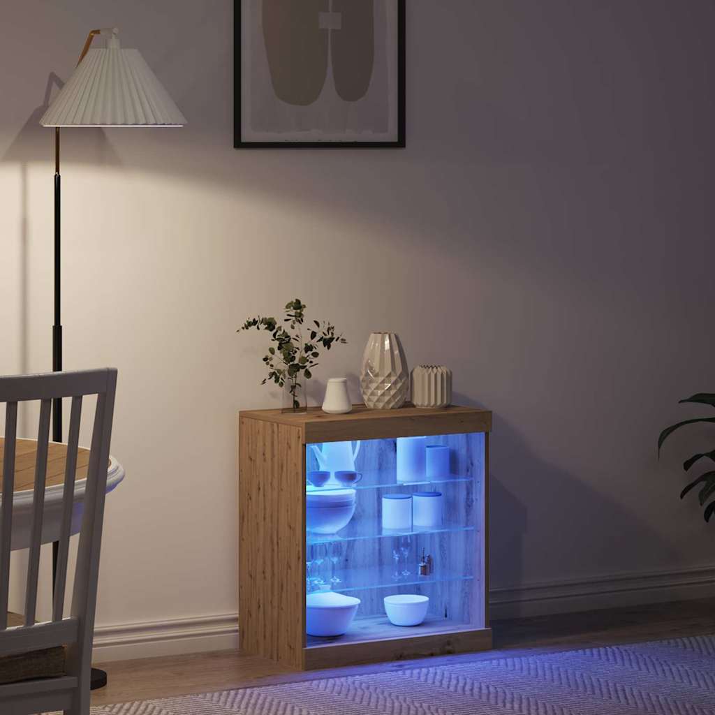 Buffet LED Chêne artisanal 60,5 x 37 x 67 cm Bois d'ingénierie - XIOS