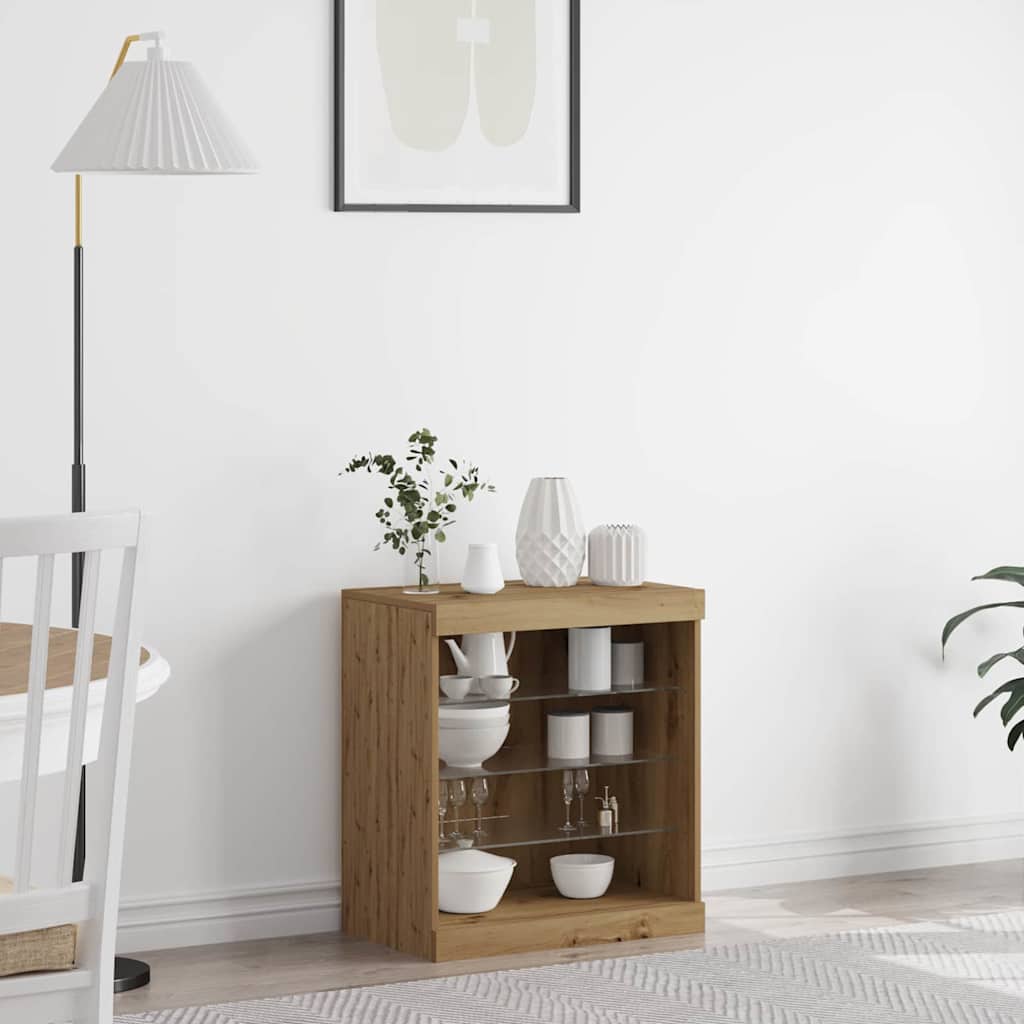 Buffet LED Chêne artisanal 60,5 x 37 x 67 cm Bois d'ingénierie - XIOS