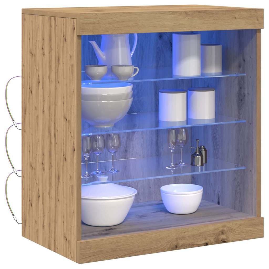 Buffet LED Chêne artisanal 60,5 x 37 x 67 cm Bois d'ingénierie - XIOS