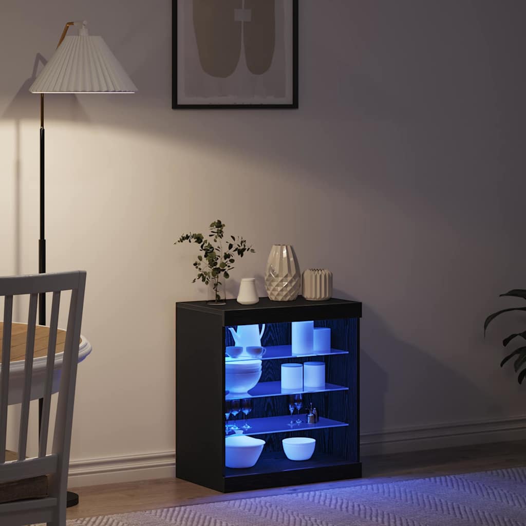 Buffet LED Chêne noir 60,5 x 37 x 67 cm Bois d'ingénierie - XIOS