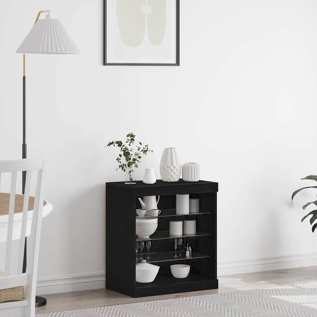 Buffet LED Chêne noir 60,5 x 37 x 67 cm Bois d'ingénierie - XIOS