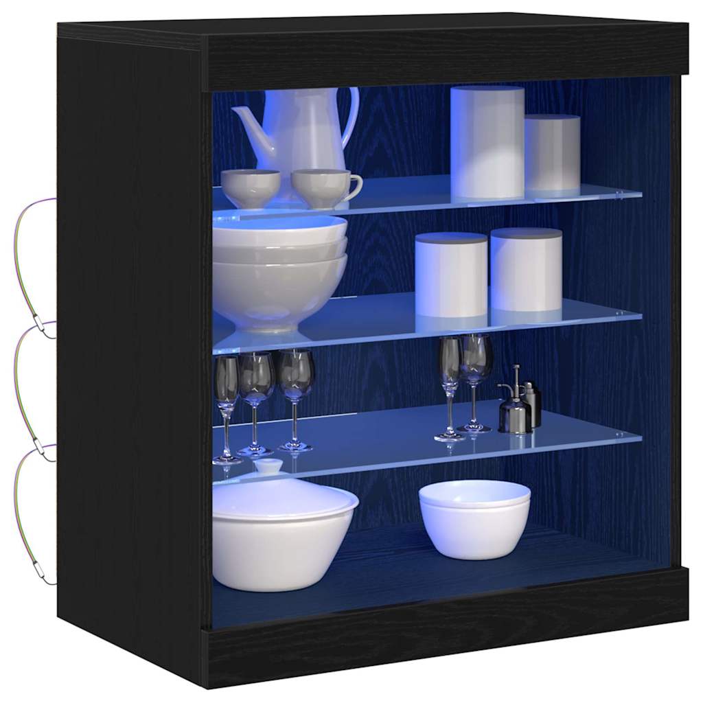 Buffet LED Chêne noir 60,5 x 37 x 67 cm Bois d'ingénierie - XIOS