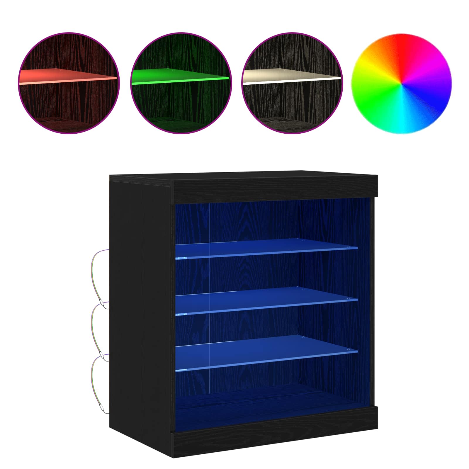 Buffet LED Chêne noir 60,5 x 37 x 67 cm Bois d'ingénierie - XIOS