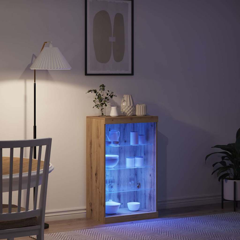 Buffet LED Chêne artisanal 60,5 x 37 x 100 cm Bois d'ingénierie - XIOS
