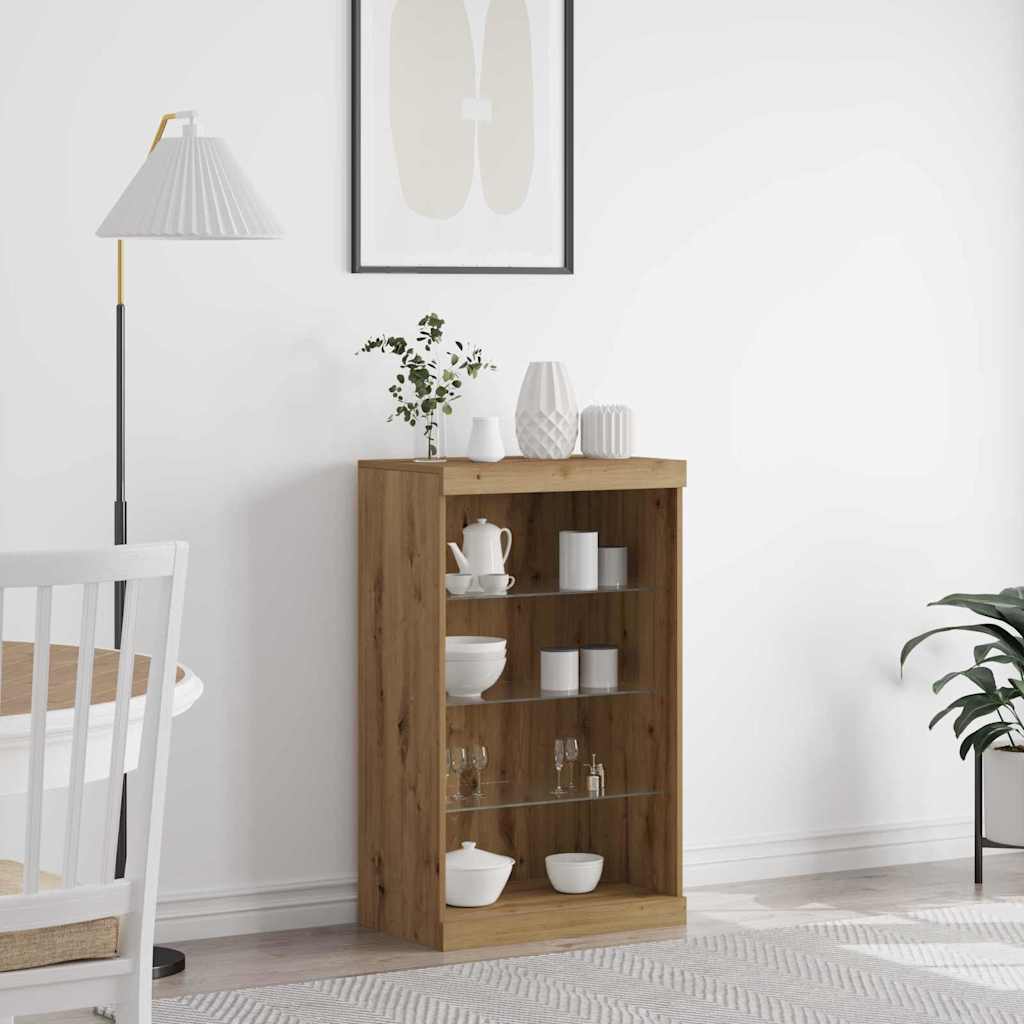 Buffet LED Chêne artisanal 60,5 x 37 x 100 cm Bois d'ingénierie - XIOS