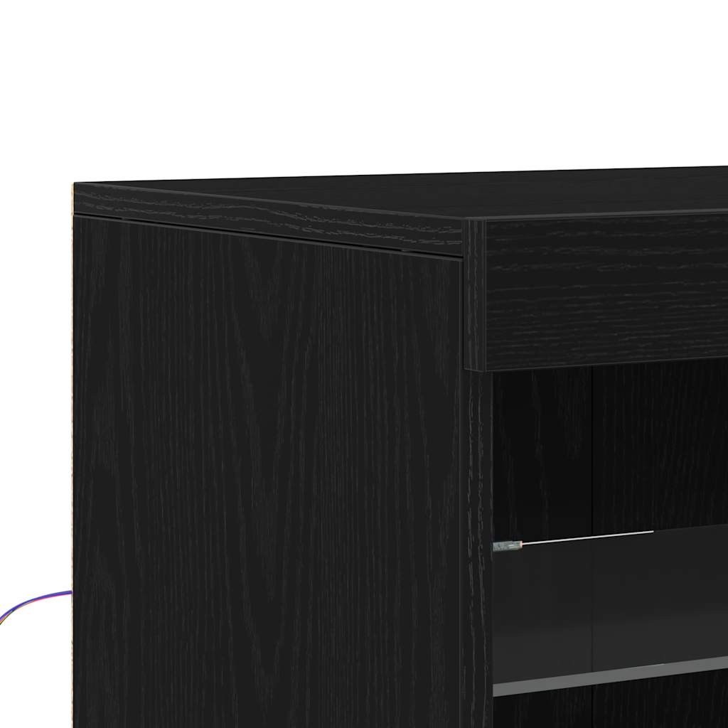 Buffet LED Chêne noir 60,5 x 37 x 100 cm Bois d'ingénierie - XIOS