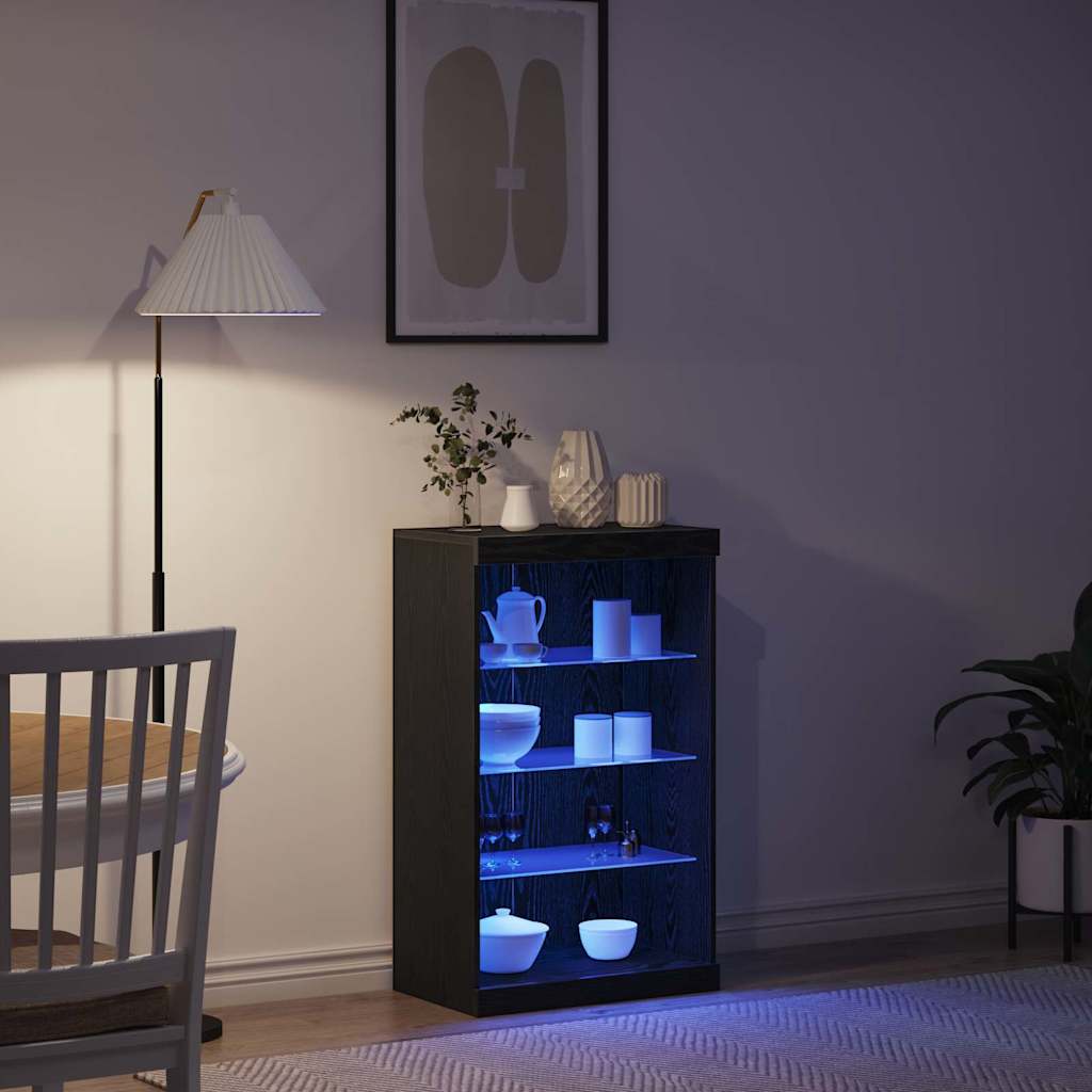 Buffet LED Chêne noir 60,5 x 37 x 100 cm Bois d'ingénierie - XIOS