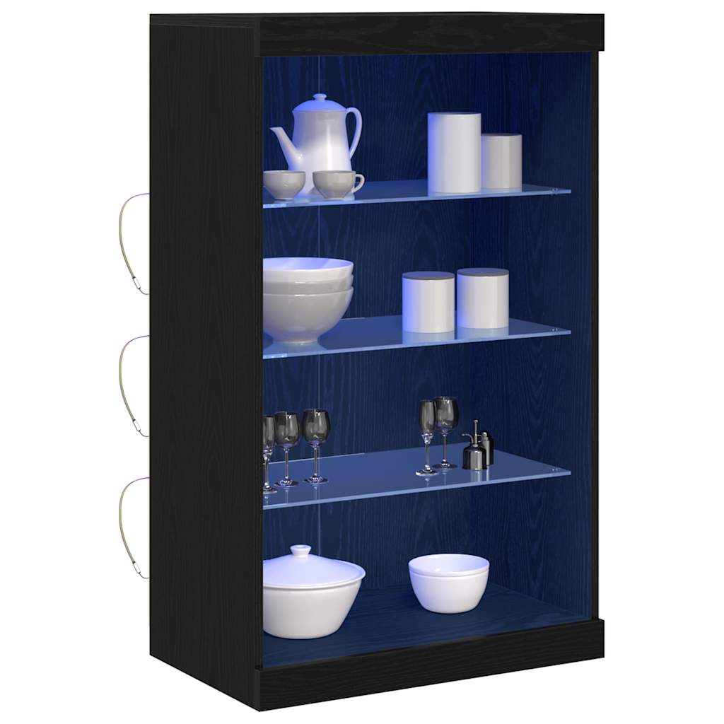 Buffet LED Chêne noir 60,5 x 37 x 100 cm Bois d'ingénierie - XIOS