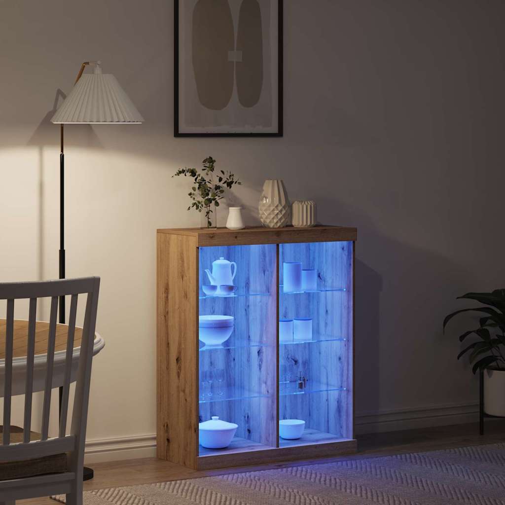 Buffet LED Chêne artisanal 41 x 37 x 100 cm Bois d'ingénierie - XIOS