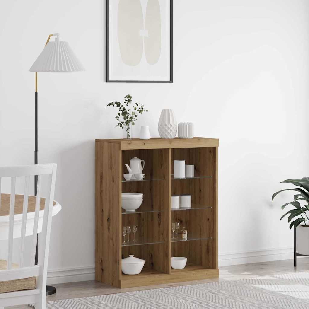 Buffet LED Chêne artisanal 41 x 37 x 100 cm Bois d'ingénierie - XIOS
