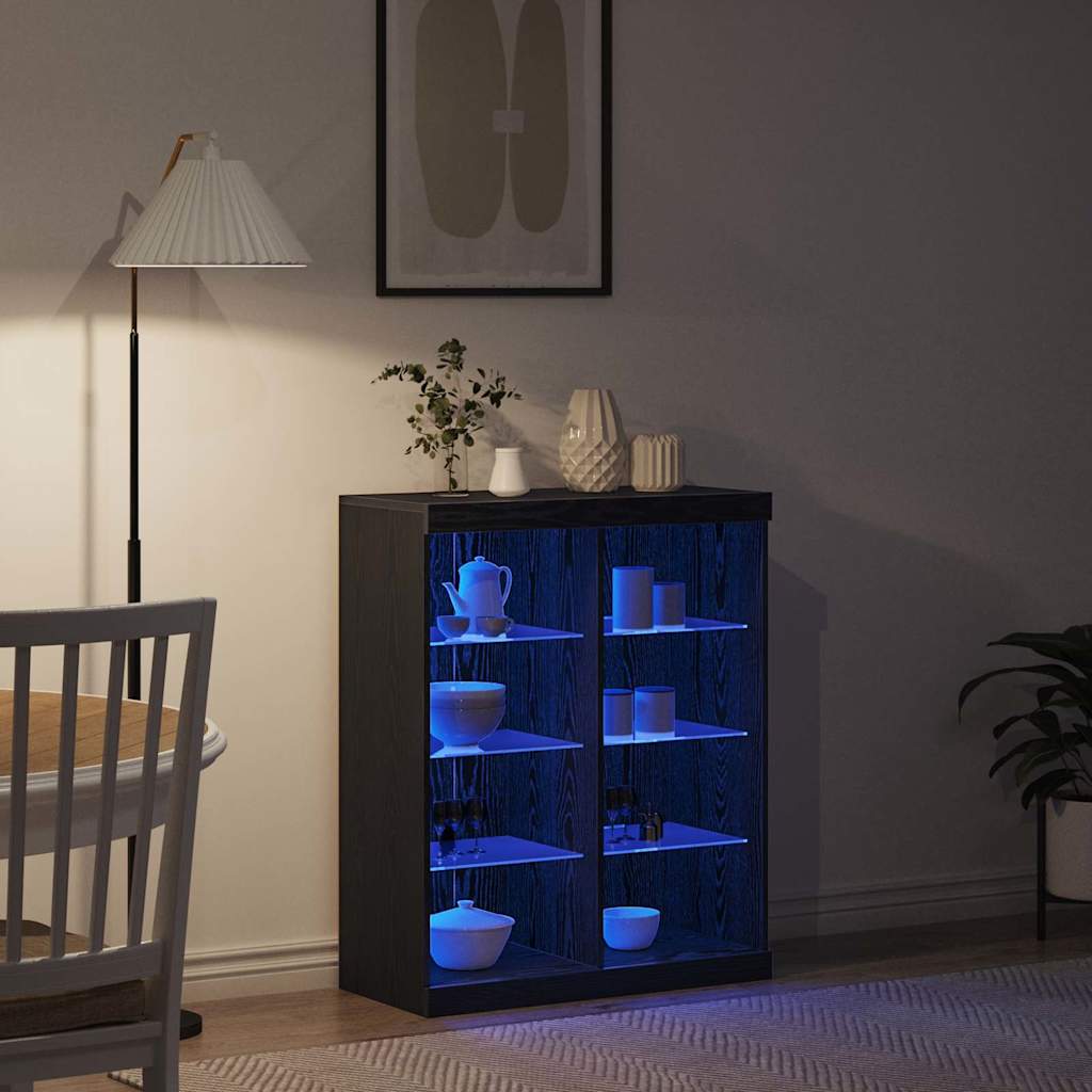 Buffet LED Chêne noir 41 x 37 x 100 cm Bois d'ingénierie - XIOS