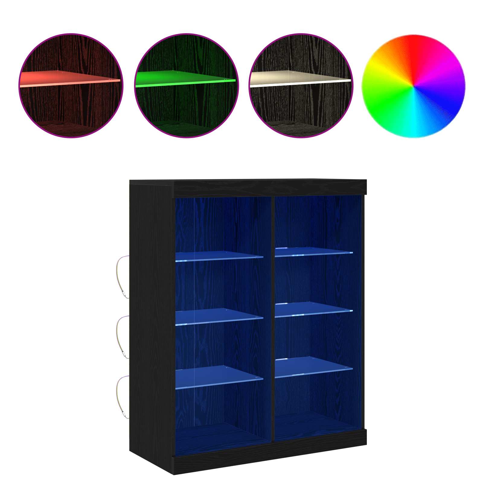 Buffet LED Chêne noir 41 x 37 x 100 cm Bois d'ingénierie - XIOS