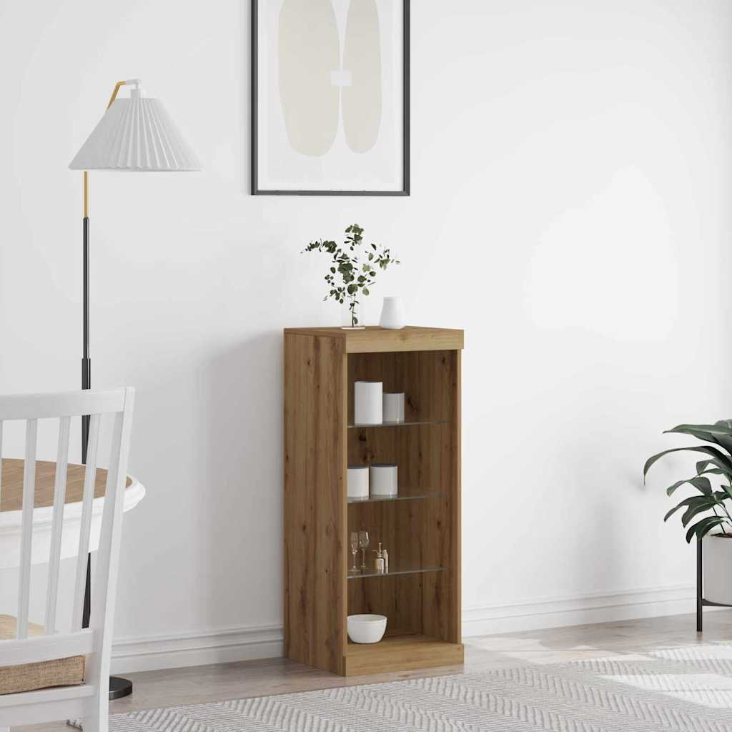 Buffet LED Chêne artisanal 41 x 37 x 100 cm Bois d'ingénierie - XIOS