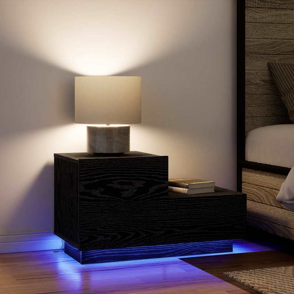 Cabinet de chevet avec tiroir Chêne noir 70 x 36 x 40,5 cm - XIOS