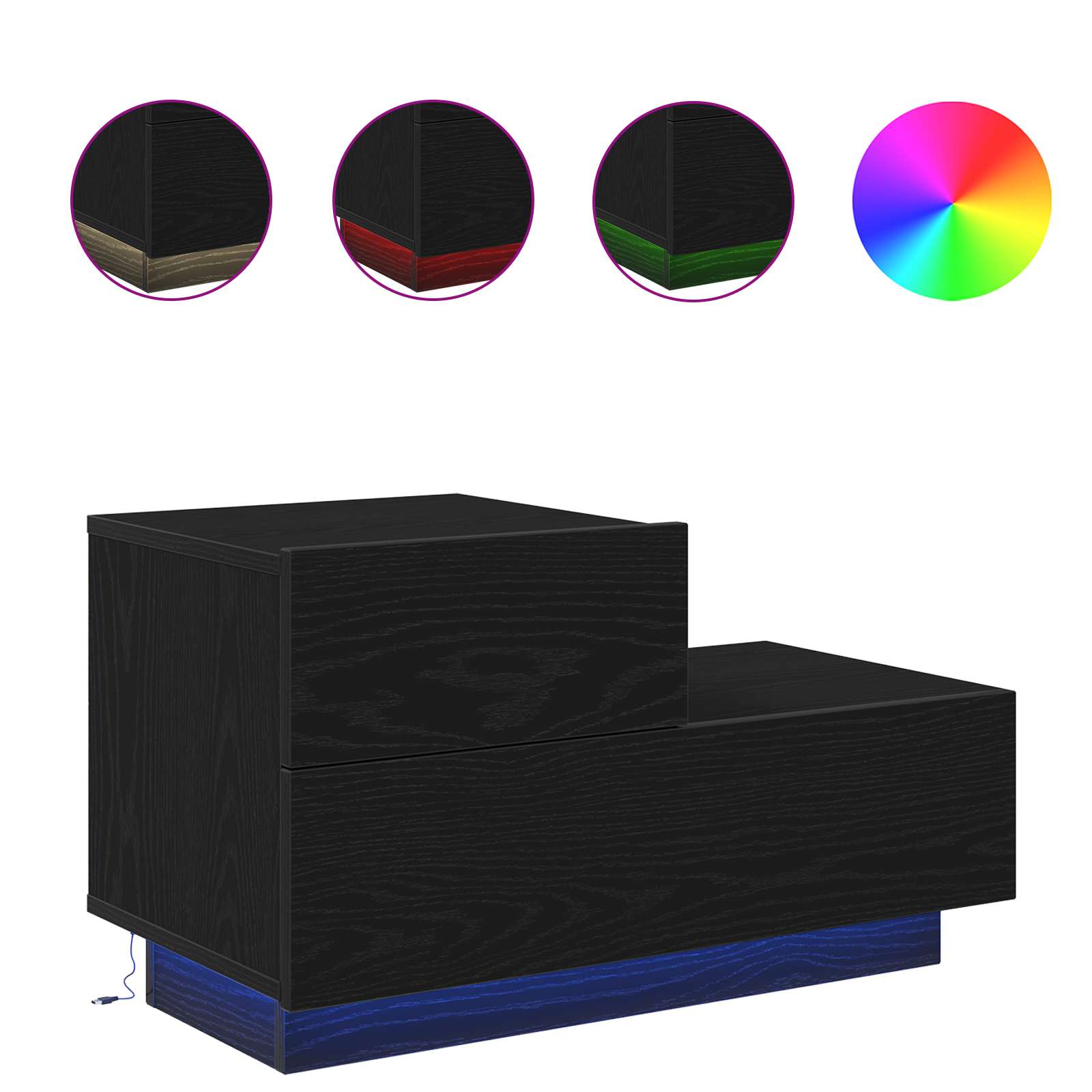 Cabinet de chevet avec tiroir Chêne noir 70 x 36 x 40,5 cm - XIOS