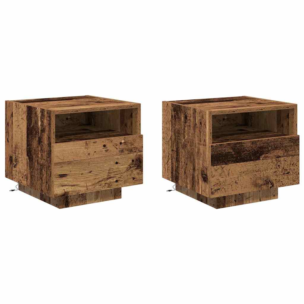 Cabinet de chevet avec tiroir 2 pcs Bois ancien 40 x 39 x 37 cm - XIOS