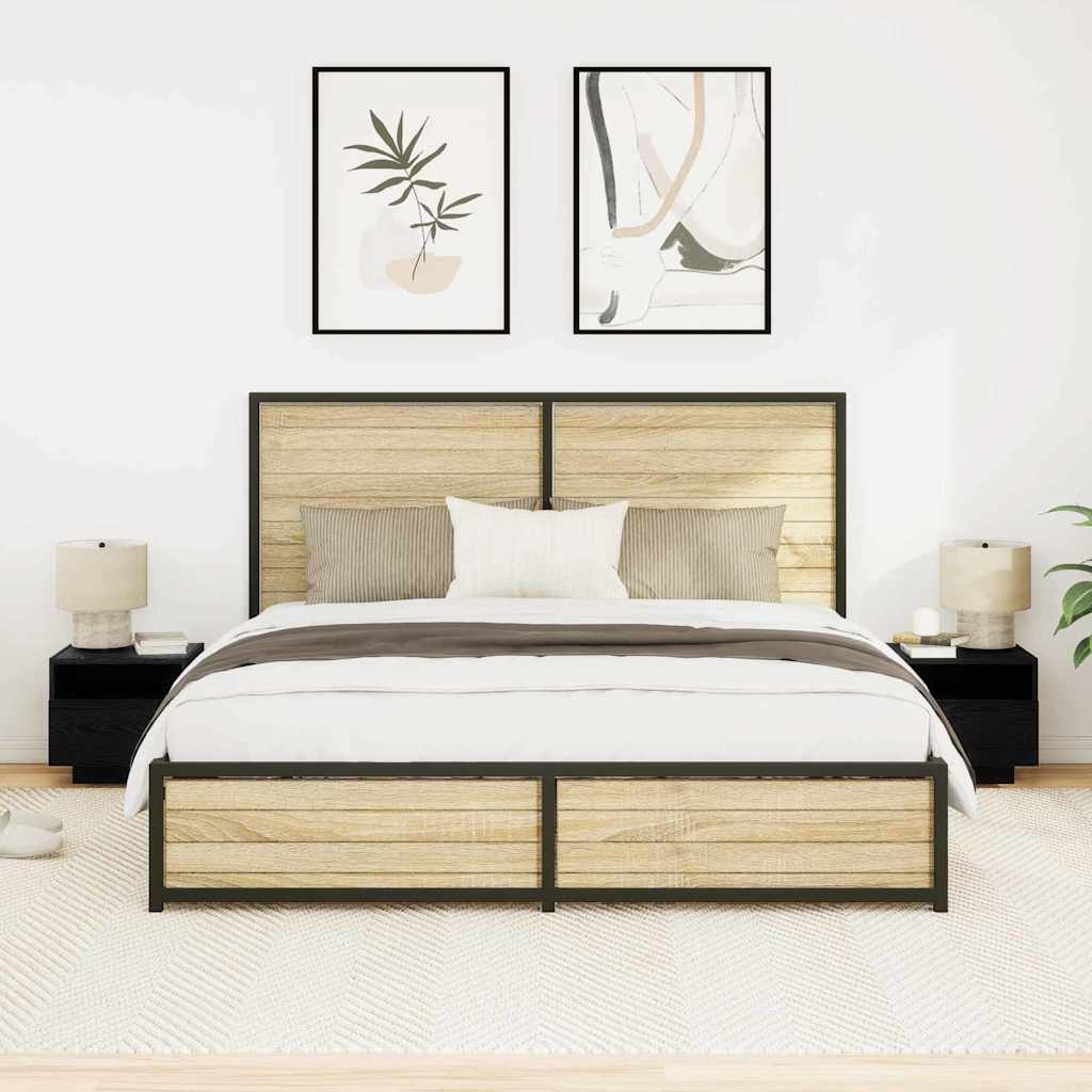 Meuble de Chevet avec tiroir 2 pcs Chêne noir 40 x 39 x 37 cm