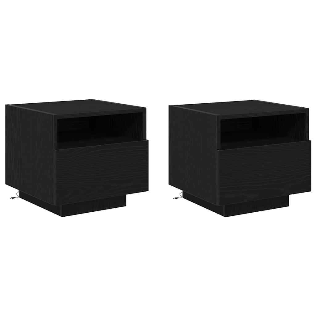 Meuble de Chevet avec tiroir 2 pcs Chêne noir 40 x 39 x 37 cm