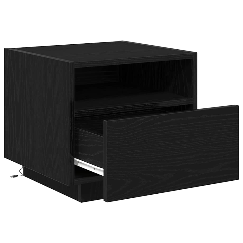 Meuble de Chevet avec tiroir 2 pcs Chêne noir 40 x 39 x 37 cm