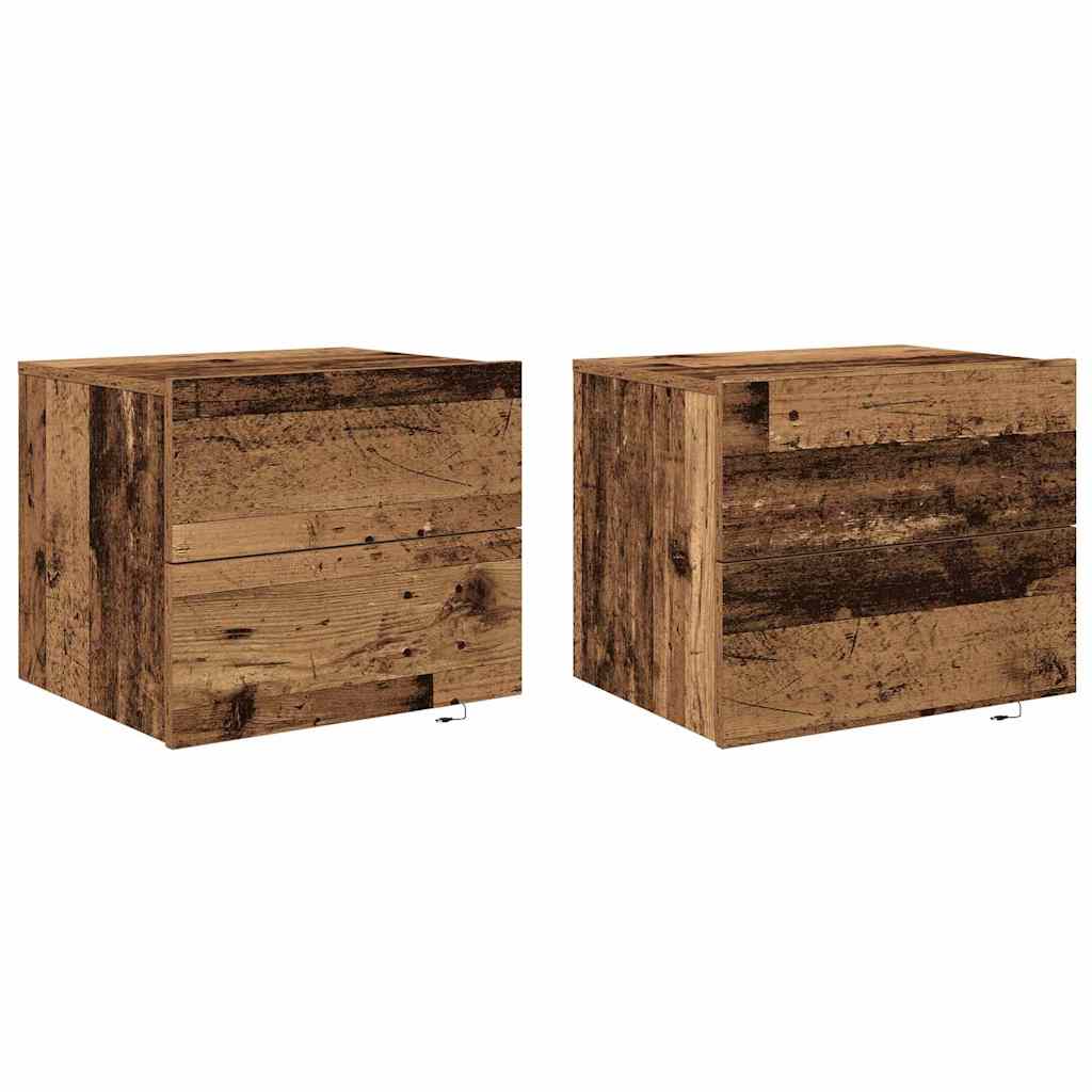 Cabinet de chevet mural 2 pcs Bois ancien 50 x 39 x 41 cm