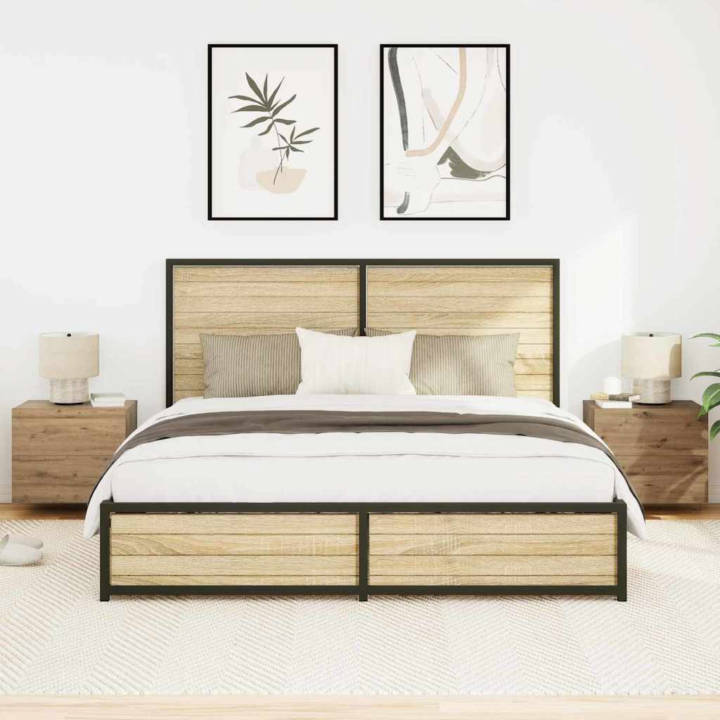 Cabinet de chevet mural 2 pcs chêne artisanal 50 x 39 x 41 cm