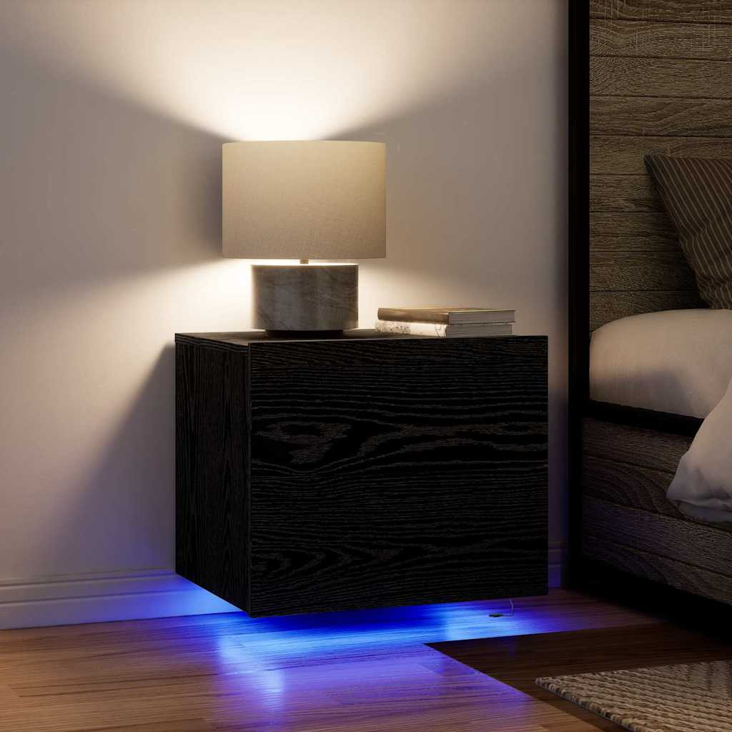 Cabinet de chevet mural avec tiroir Chêne noir 50 x 39 x 41 cm