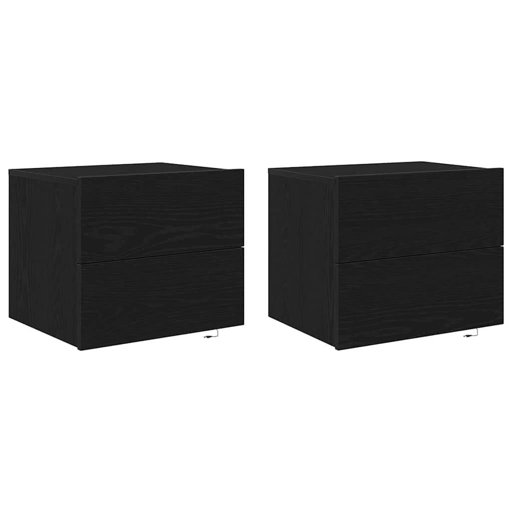 Cabinet de chevet mural 2 pcs Chêne noir 50 x 39 x 41 cm
