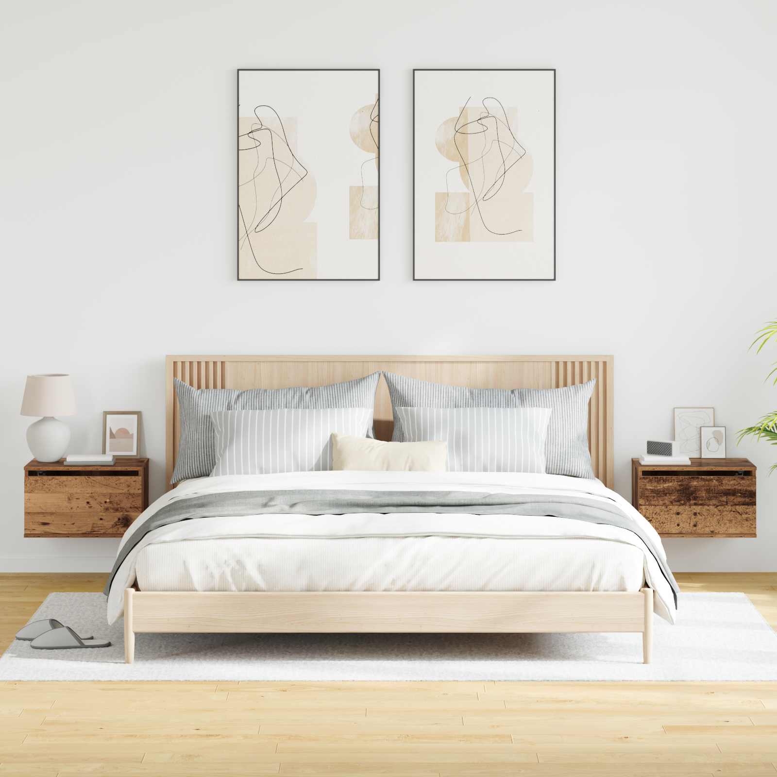 Cabinet de chevet mural 2 pcs Bois ancien Bois d'ingénierie - XIOS