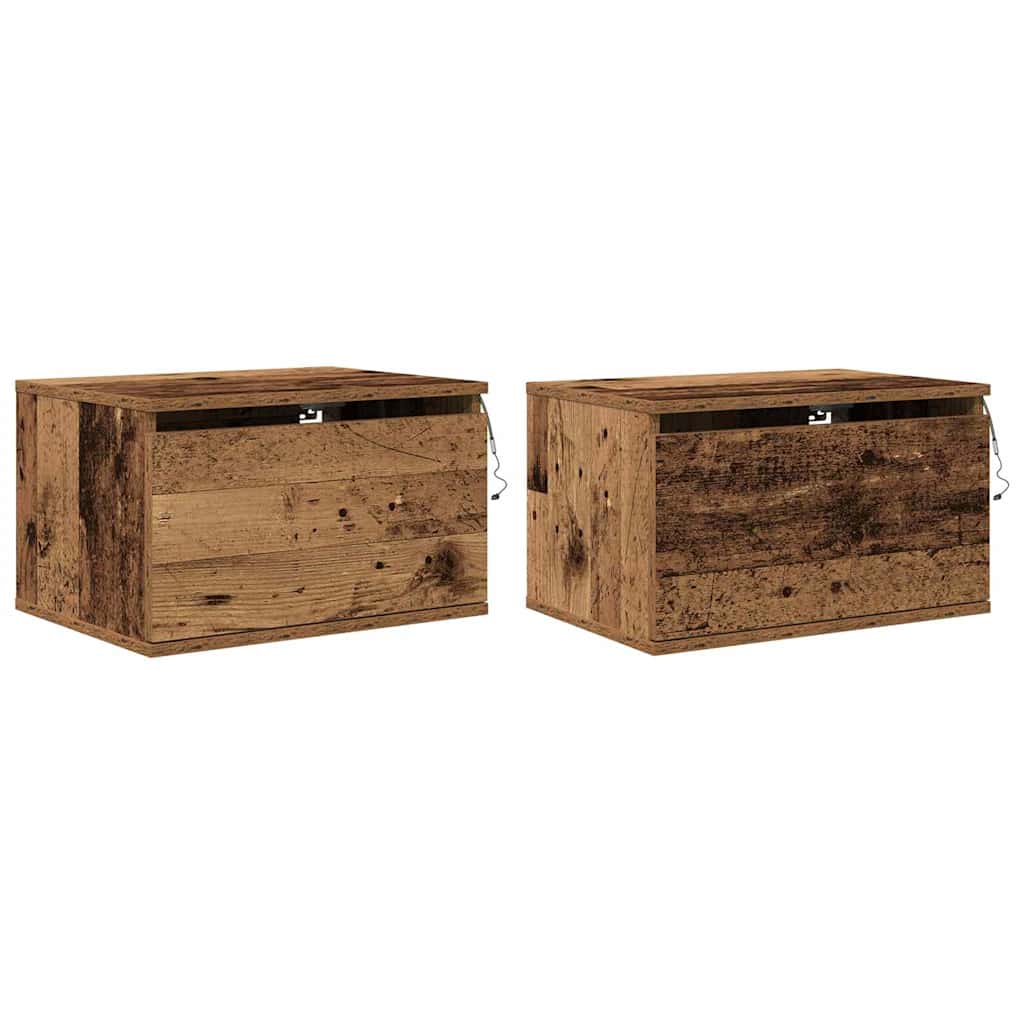 Cabinet de chevet mural avec tiroir 2 pcs Bois Ancien